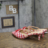 Wild Fable Lysandra Gingham Eyelet Kitten Heel Mules 92611152 Red / White 8.5M