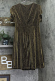 Tommy Hilfiger Womens Puff Ruched Sleeve V Neck Dress A4IK118E Bronze / Black 10