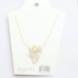 Unique Designs Enamel Rhinestone Flower Necklace Gold / Pink 18" + 3"