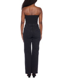 Alex & Sophia Juniors Strapless Rosette-Trim Tub Top Black / Ivory 3/4