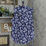 Lands' End Womens Sleeveless Patterned Button Up Shirt 485088-Sample