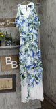 Colleen Lopez Womens Cold Shoulder Printed Maxi Dress Indigo Floral Blue L
