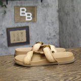 A New Day Womens Meg Sandals Double Band Buckle 94748234 Beige Brown 7.5M