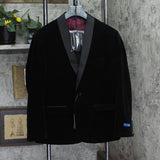 Gito Vitale Slim Fit Velvet Shawl Lapel Unhemmed Tuxedo Suit Set Black 46S / 40W