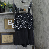 Swim Solutions Womens Plus Size Polka Dot Romper Swimsuit Rain of Dots Black 20W
