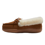 Dluxe By Dearfoams Shearling Moc with Fur Casing Slippers Chestnut Brown 7M