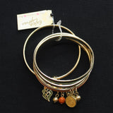 Erica Lyons Fall Autumn Leaf Pumpkin Bead Charm Bangle Bracelets Orange Multi