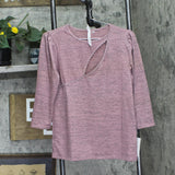 Ny Collection Womens Petite Space Dyed Studded Top PHAU0101 Mauve Pink PM