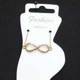 Fashion Infinity Pendant Anklet Gold Yellow 8" + 1.5"