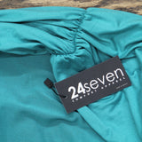 24Seven Comfort Apparel Womens Knit 3/4 Sleeve Open Front Cardigan Green 2X