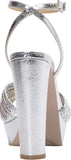 Jessica Simpson Womens Immie Platform Sandal with Ankle Strap Silver Gray 7.5M