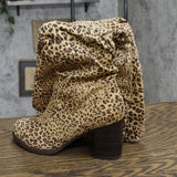 Journee Collection Aneil Wide Stacked Heel Knee High Boots Leopard Brown 6.5W