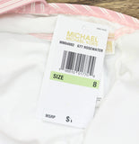Michael Michael Kors Voyage Stripe V-Neck One Piece Swimsuit Rosewater Pink 8