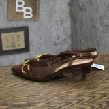 A New Day Womens Tabitha Oversized Chain Sling Back Heels 94305246 Brown 7.5M