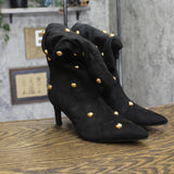 A New Day Studded Faux Suede Mid-Calf Boots with Cone Heel 94568943 Jet Black 8M