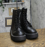 Wild Fable Logan Wide Width Lug Combat Boots with Memory Foam Insole Black 6.5W