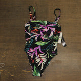Carmen Marc Valvo Womens Ruched One Piece Swimsuit C5P529 Organic Bloom Black 4