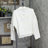 Peace Love World Cross-Over Drape-Neck Sweatshirt Pristine Ivory Off White L