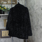 Sebby Collection Womens Reversible Crushed Faux Fur Button Front Coat Black L