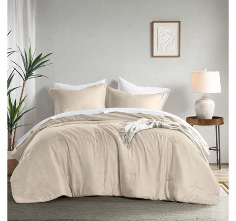 510 Design Camden Chambray Print Comforter Set w/ Shams Taupe Brown Full / Queen