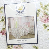 Royal Court Country Chic Floral 2 Piece Quilt Set Rosemary White Multi Twin
