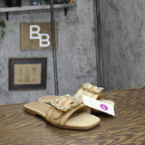 A New Day Womens Kelsey Rhinestone Buckle Slide Sandals 91637708 Tan Brown 5.5M