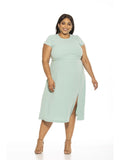 Alexia Admor Womens Plus Size Lilly Midi Dress D3618PLS Mint Green 3X
