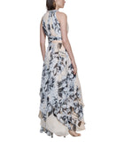 Calvin Klein Metallic-Embroidered Floral-Print Maxi Dress Blossom Multi Pink 6