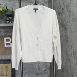 Aqua Womens Front Button Cashmere V-Neck Cardigan Sweater Ash Off White XL