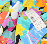Swim Solutions Bow-Front Swimdress One Piece Swimsuit Floral Frenzy Blue 24W