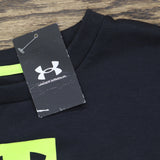 Under Armour Fit Highlighter Trim Athletic Sweatshirt Zip Pocket Black Multi L