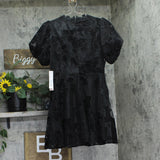 Aqua Womens Lace Puff Sleeve Mini Dress IDM12303 Black M