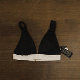 Lauren Ralph Lauren Womens Banded Modern V-Neck Bikini Swim Top Black / White 12