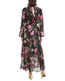Rachel by Rachel Roy Belted Chiffon Midi Dress Cascade Garden Black Multi 10