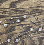 Express Womens Fashion Elegant Cascade Beaded Tier Long Necklace Silver Gray 32"