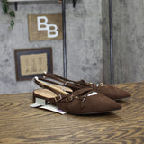 A New Day Twiggy Multi Buckle Mini Heel Flats with Memory Foam Insole Brown 6.5M