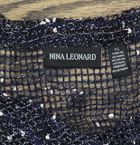Nina Leonard Womens Coconut Button Stretch Netting Bolero 691446 Navy Blue XL