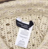 Carmen Marc Valvo Crochet Tunic Swim Cover Up Button Up Shirt Clay Brown L