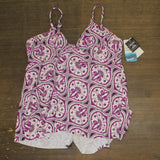 Swim Solutions Womens Tiletale V-Neck Tankini Bikini Top Magenta Purple 18