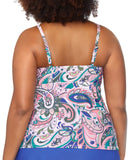 Raisins Curve Crisscross Paisley Tankini Swim Top Raisins Curve Pink Multi 16W