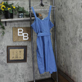 Ny Collection Womens Petites Cotton Knee-Length Shirtdress Denim Blue PL
