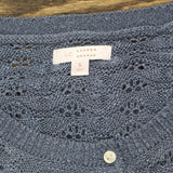 LC Lauren Conrad Womens Lightweight 1/4 Button Pullover Sweater Blue S