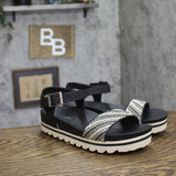Bearpaw Orion Womens Platform Slingback Sandals 1009137124 Black / White 10M