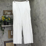 Calvin Klein Womens Pinstriped Pleated Linen Blend Lined Pants White / Khaki 16