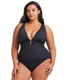 Bleu By Rod Beattie Key Item Plunging V-Neck One-Piece Swimsuit Black 22W