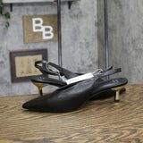 A New Day Womens Samantha Heels Kitten Pointed Toe 94462816 Black / Gold 9.5M