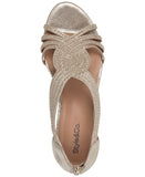 Style & Co. Womens Ginifur Embellished Strappy Wedge Sandals Platino Gold 7.5M