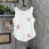 Dg2 Womens Embroidered Star Tank Top 678534 Ivory Off White L