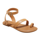 Universal Thread Loop Ankle Strap Sandals with Memory Foam Insole Tan Brown 7M