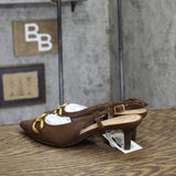 A New Day Tabitha Oversized Chain Slingback Heels 94305248 Brown 8.5M